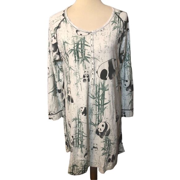 Soma Intimates panda and bamboo button down 3/4 sleeve sleep shirt size L - Picture 1 of 10